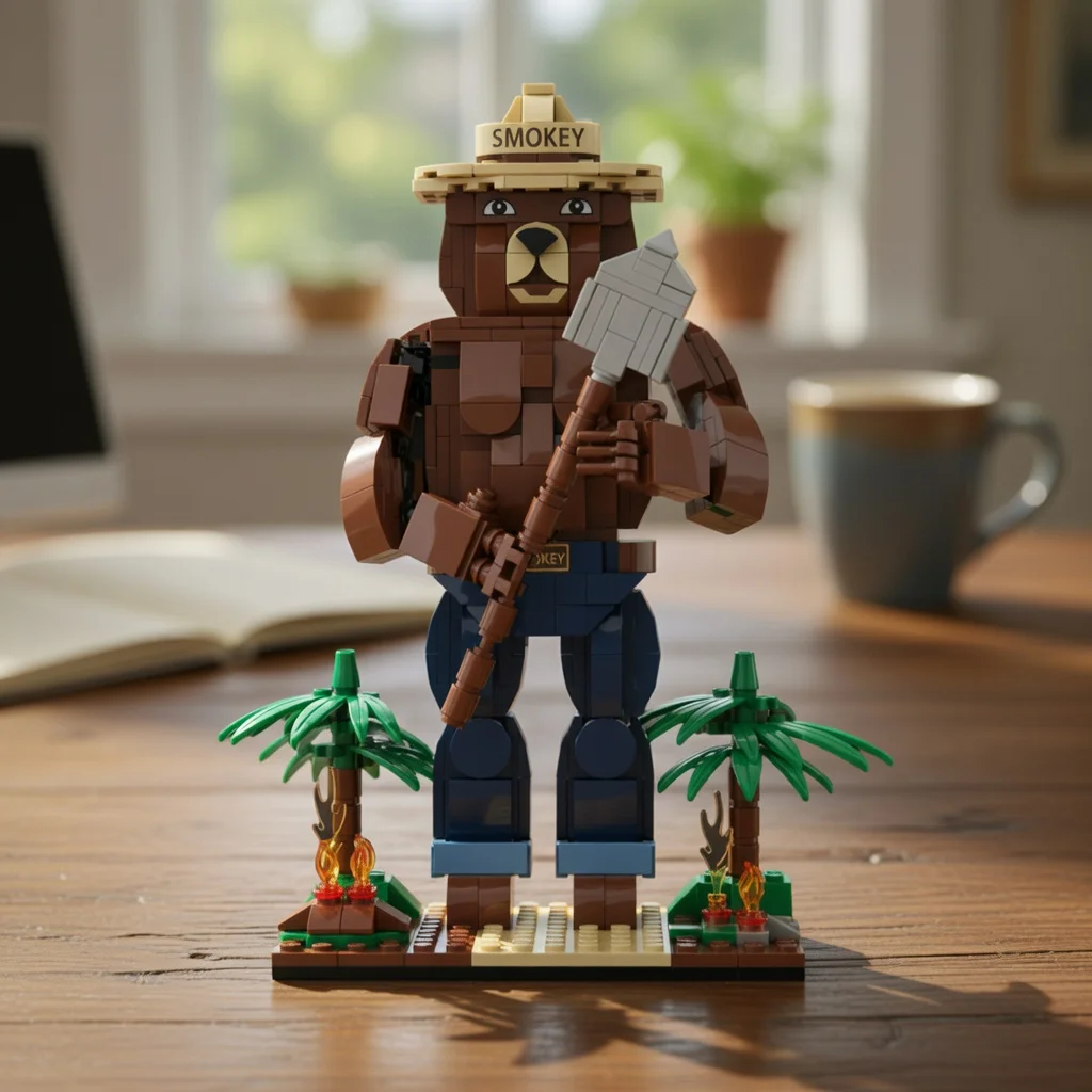 MOC Forest Guard Muscular Bear Building Blocks Shovel Ornament DIY Action Figure Bricks Model Adult Gift Home Decor - view 6