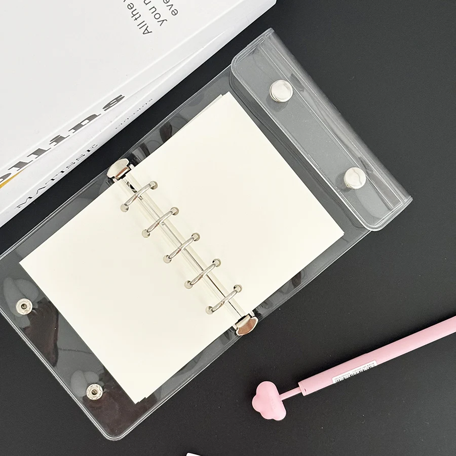 SKYSONIC Neu eingetroffene Einband- und Nachfüllbeutel der M5-Serie, Binder schwarz/rosa/klares Etui, 45-Blatt-Kunstpapiere – Detail 6