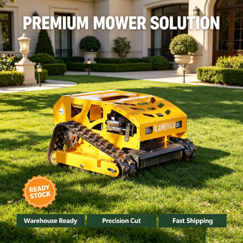 Customized CE EPA Cordless Crawler RC Lawn Mower Cordless Durable Steel Blade Hillside Garden