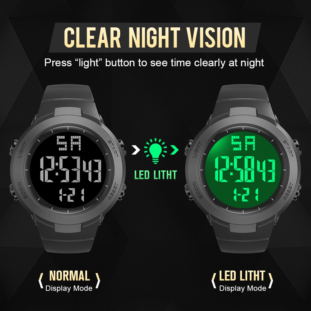 READ Unisex Digital Sports Watch | Resin‑Silicone Strap | Alarm Stopwatch LED Light | 3ATM Water Resistant Wrist Watch