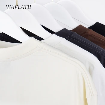 WAVLATII Oversized Summer T Shirts for Women Men Brown Casual Female Korean Streetwear Tees Unisex Basic Solid Young Cool Tops 3