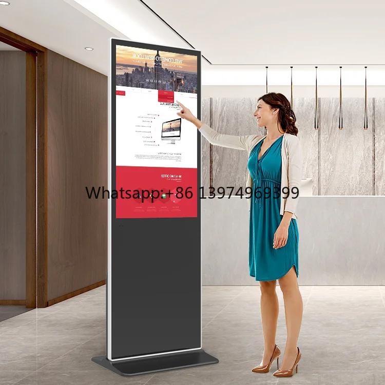 55 Inch Indoor Infrared Touch Advertising Screen All in One Totem Shopping Mall Advertising Touch Screen Kiosk