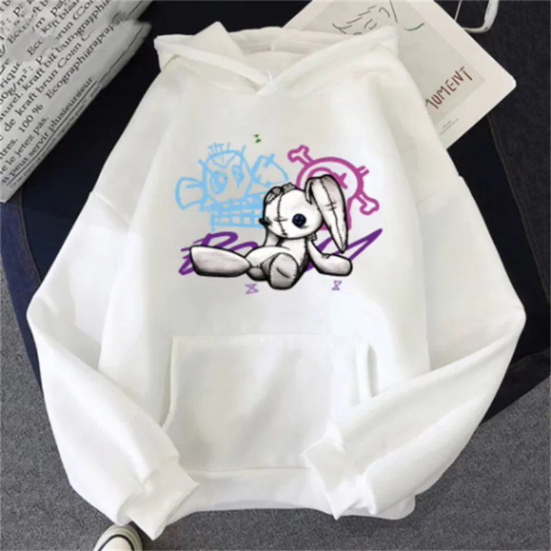 Sudadera con capucha Arcane Jinx, mono, muñeca, conejo, Graffiti, estilo Grunge, ropa Kpop, sudadera de Anime negra, ropa de calle Unisex para mujer