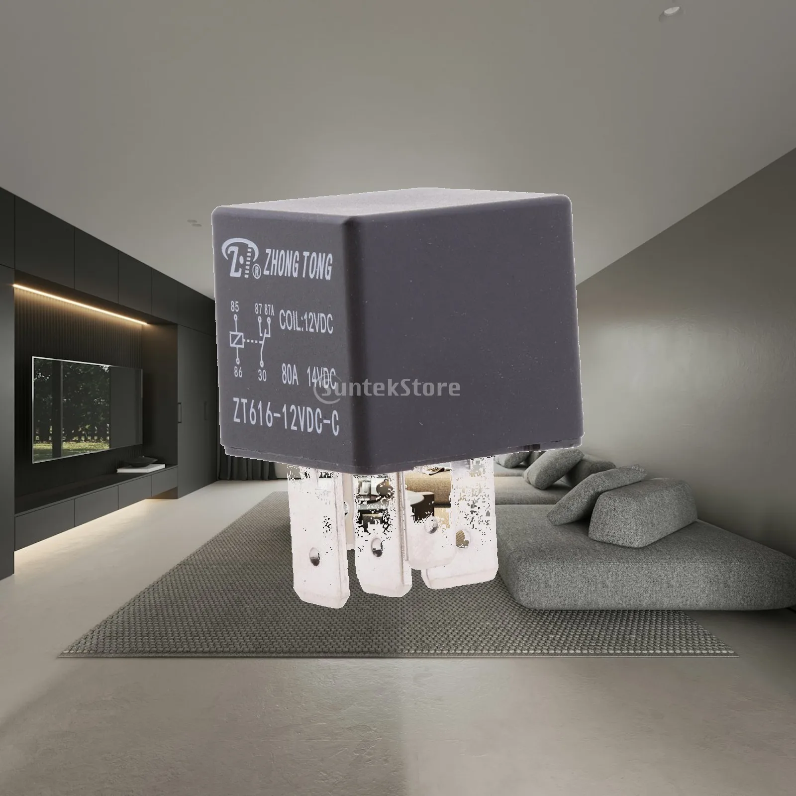 80A 5 Terminal Changeover Relay Black Plastic SPDT for Automotive Safety and Electric Systems