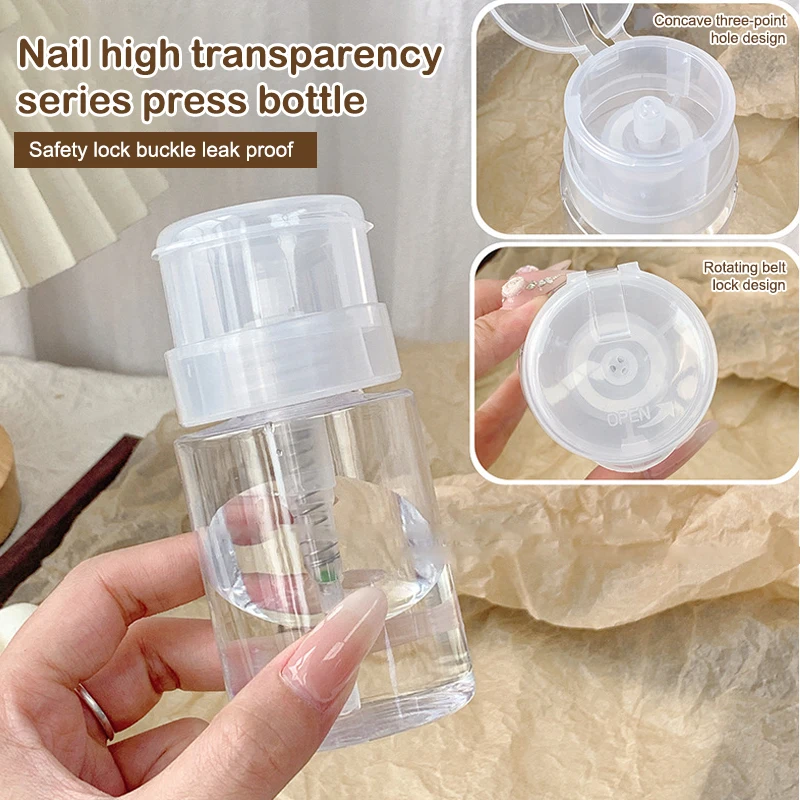 Bottiglie riutilizzabili per unghie Dispenser con pompa a pressione vuota Detergente per rimozione smalto per unghie Strumento per manicure per bottiglia per trucco