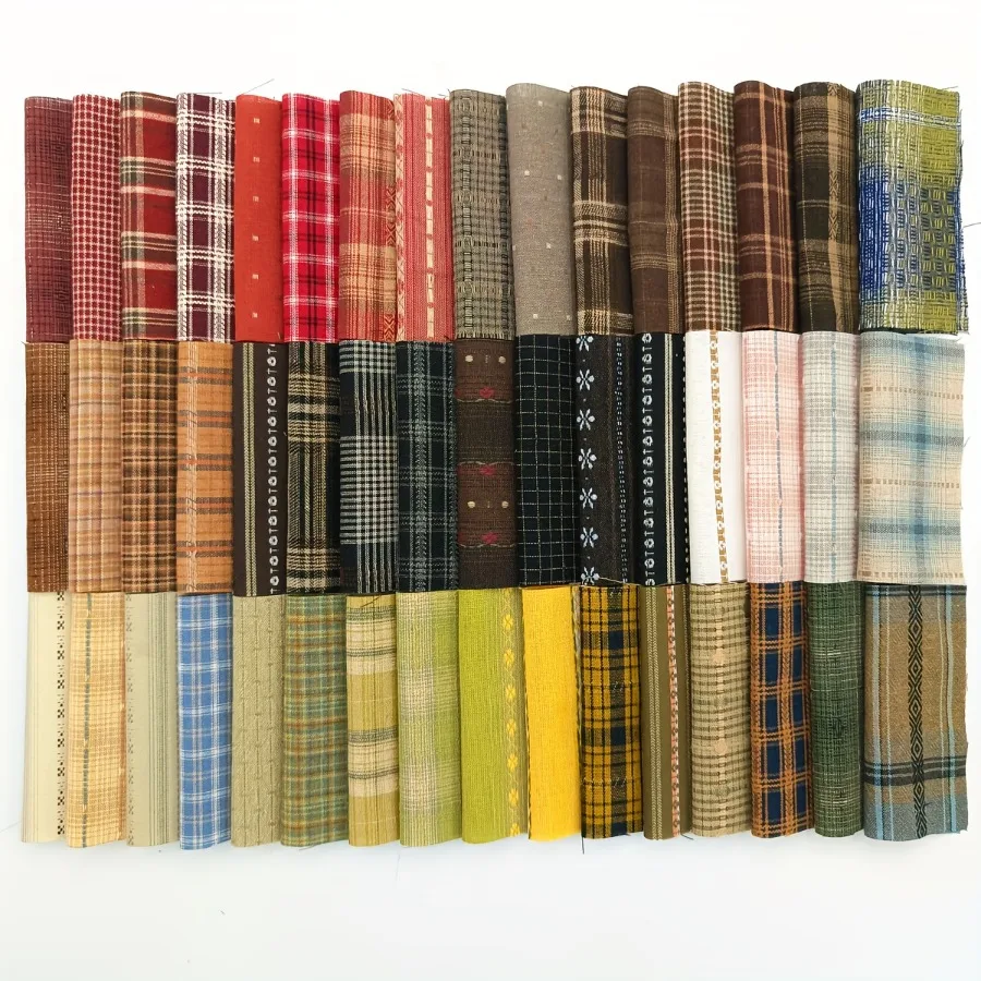50 colores surtidos, 10x10cm, hecho a mano, DIY, conjunto de tela tejida pre-teñida, tela de retales, ropa para muñecas, tela tejida