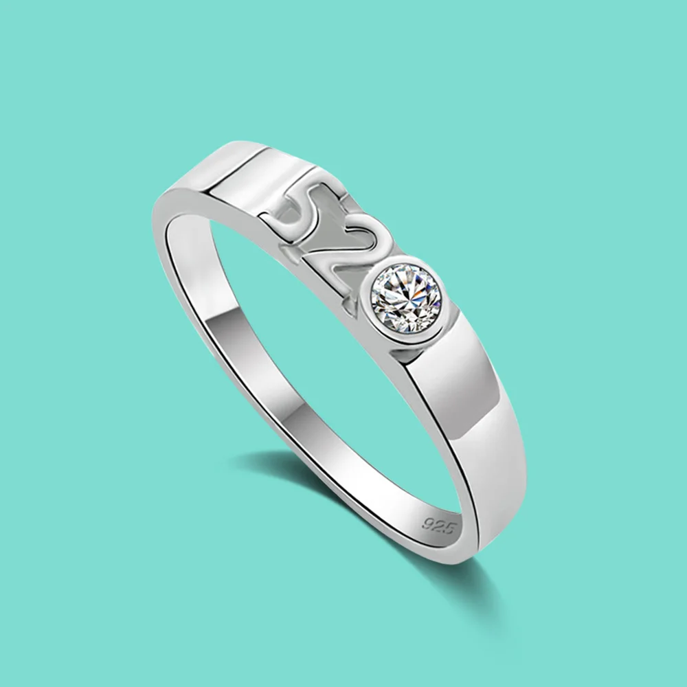 

Female Eternal Love AAA Zircon Inlay Simple 925 Sterling Silver Number Ring Personality Ring Net Red Tail Ring Jewelry