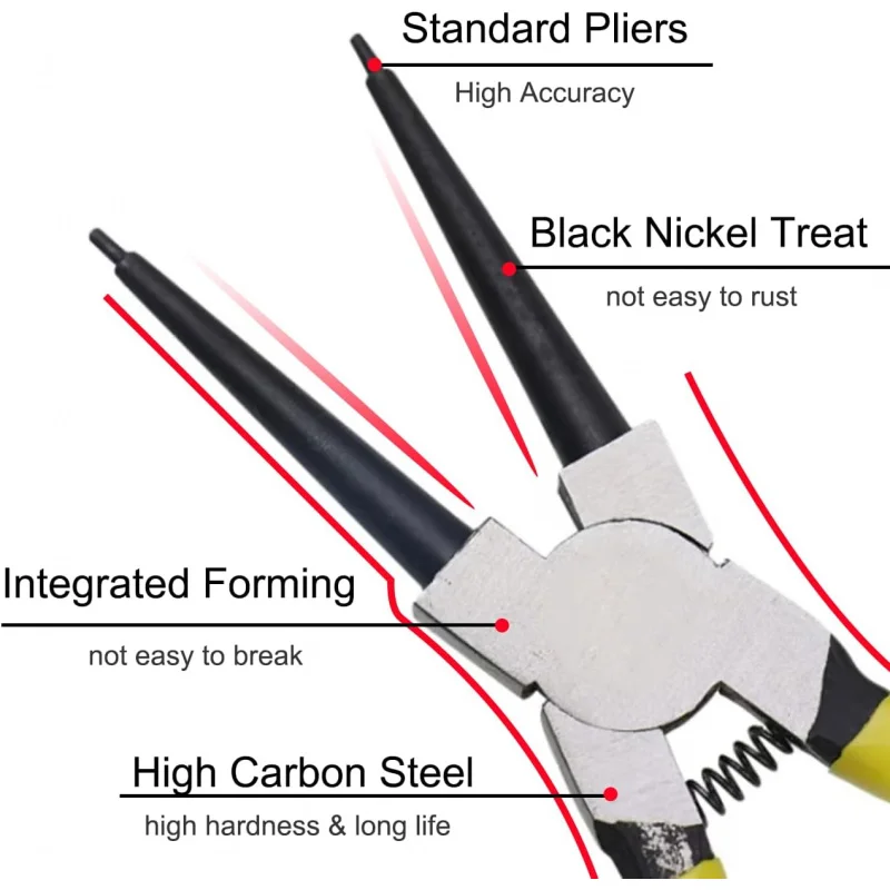 Straight internal Snap Ring Pliers,Spring Design,Anti-Rust,.