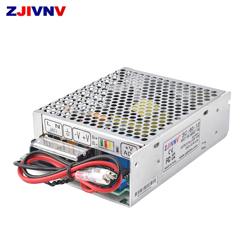 60W 12V 5A universal AC UPS/Charge function monitor switching power supply 13.8v, battery charger 2 year warranty (SC-60-12)
