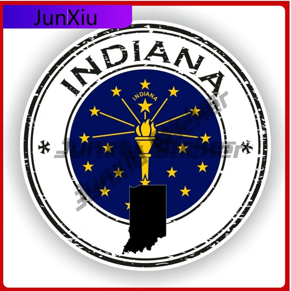

Indiana Seal Sticker Round Flag Vinyl Decal Waterproof Exterior Decoration for SUV Camper Windshield Bumper Truck