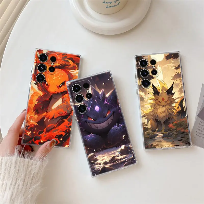 

Pokemon Gengar Jolteon Charmander Anime Phone Case For Samsung Galaxy S25 S23 S24 S21 Ultra S20 FE S22 Plus A35 A55 Clear Cover