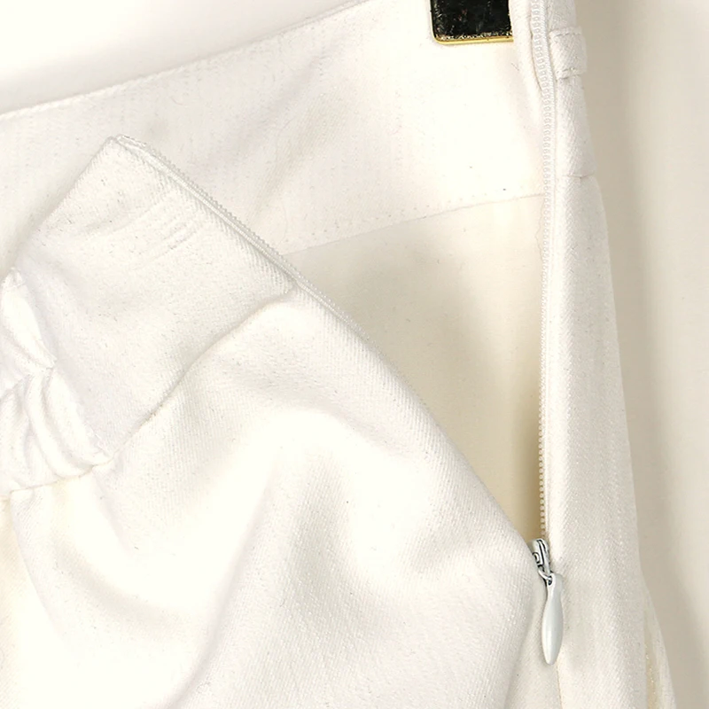 منتج جديد مع نسيج الخيزران TR الأنيق المليء بالحيوية وتنورة نصف معلقة متعددة الاستخدامات ذات ثنيات بيضاء #6