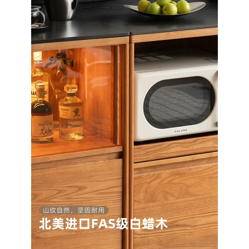 Ikuno Anshi Solid Wood Dining Side Cabinet Integrated Storage Wall Mounted Kitchen Module Coffee Tea Cabinet