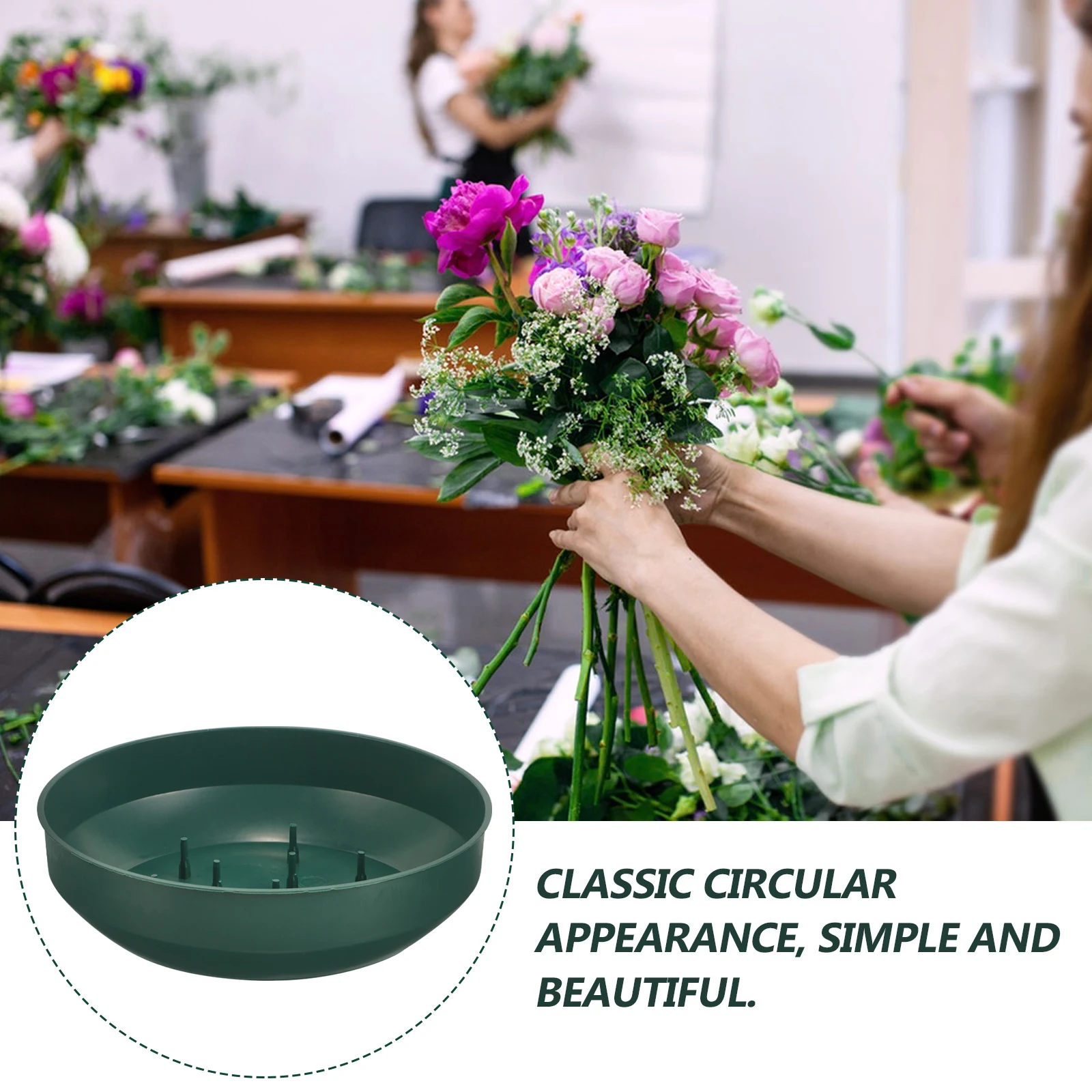 

4 Pcs Circular Floral Mud Tray Plastic Flower Shop Water Container Holder for Weddings Artificial Silk Dried Flowers Arrangement