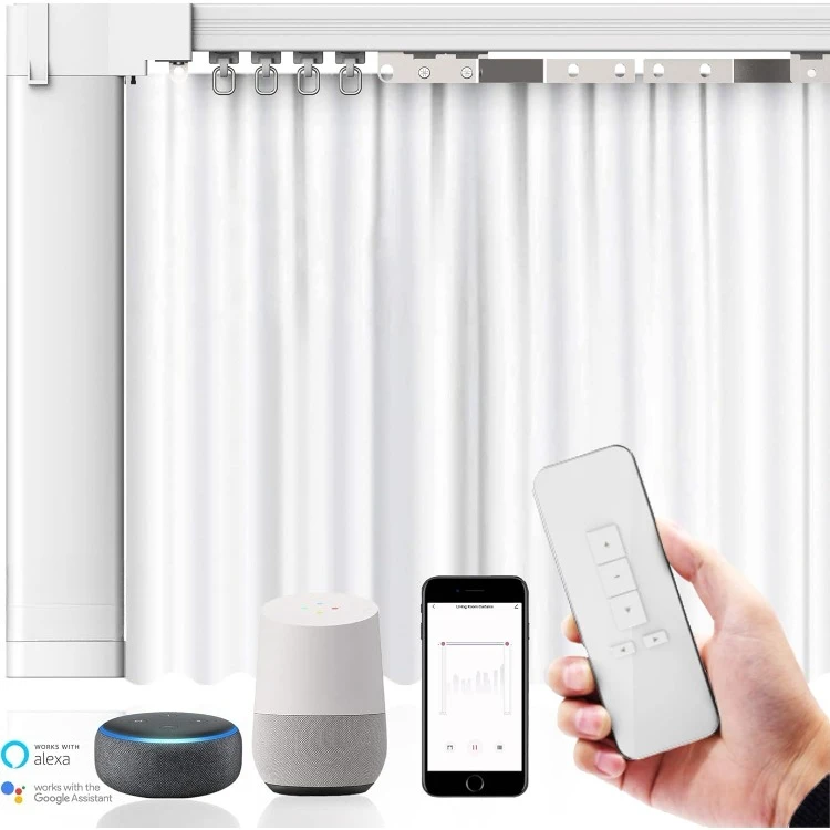 

QL600 Smart Electric Curtain Track, моторизованный двигатель, регулируемая длина гусеницы, совместимый с Alexa, Google, Siri, Apple W