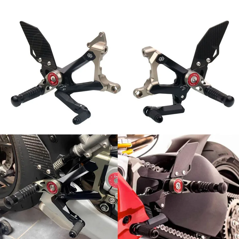 Motorcycle CNC Aluminum Footrest Rear Sets Rearset Foot Pegs For DUCATI Street fighter V4 Streetfighter V4 2018-2023