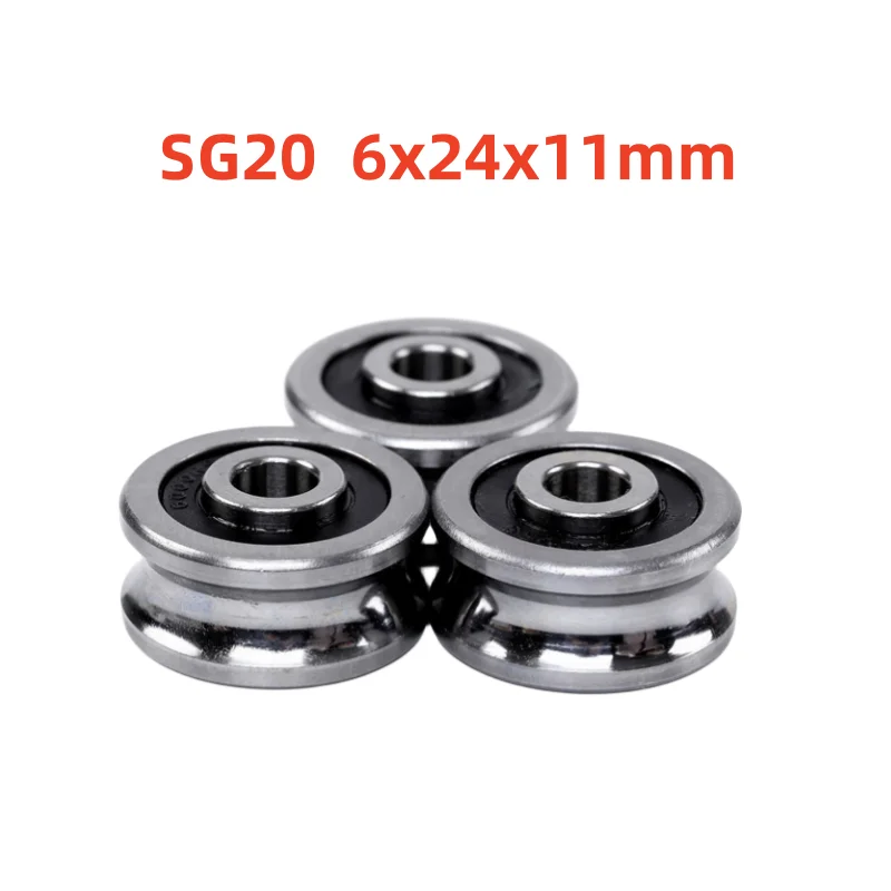 

20pcs/50pcs SG20 6mm U Groove pulley ball bearings 6x24x11 mm Track guide roller wheel bearing (double row balls) ABEC-5