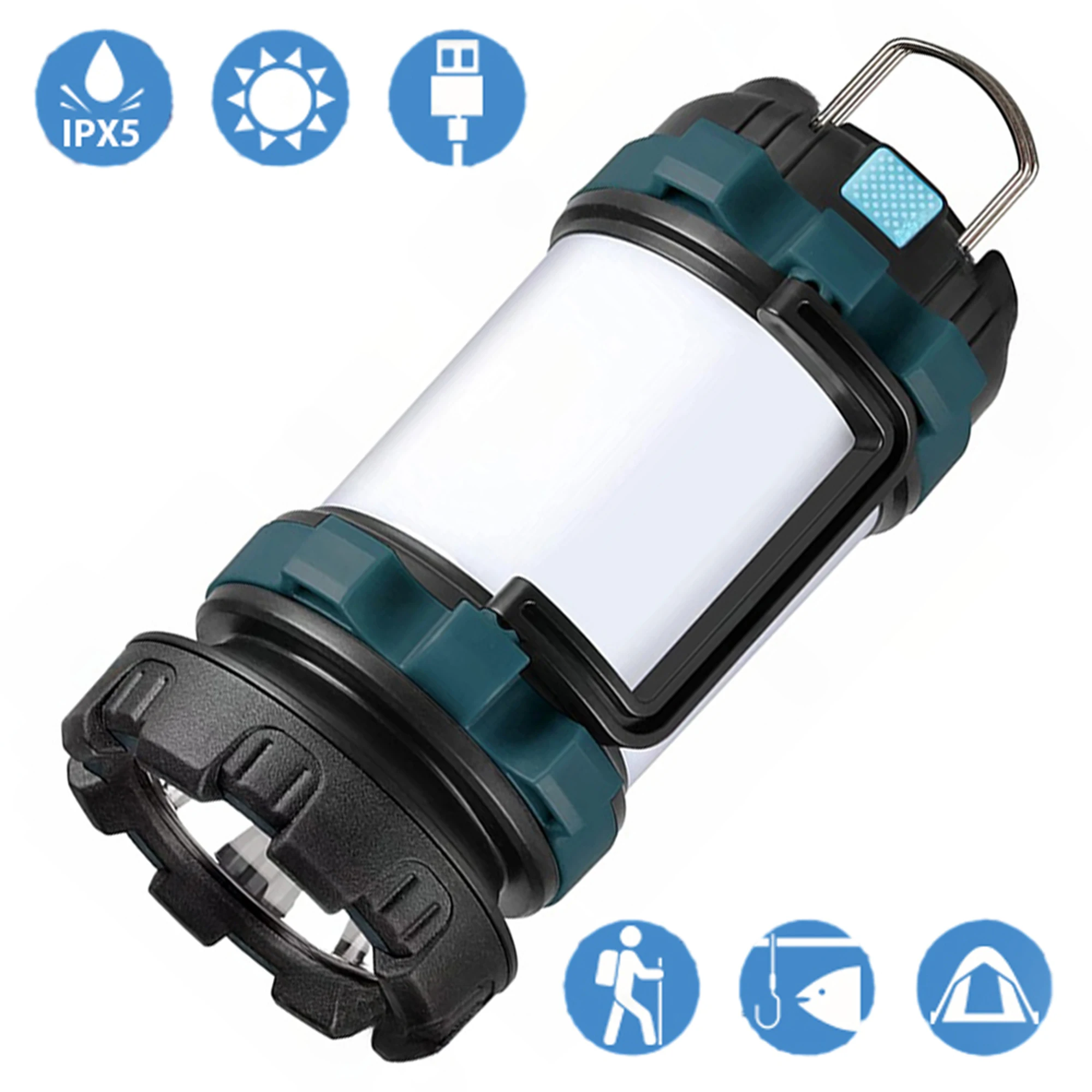 LED Portable Camping Lantern - USB Rechargeable Flashlight with Power Indicator Light, Mobile Power Function