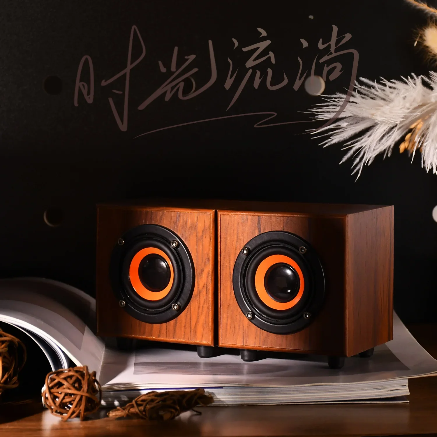 Retro Computer Speaker Compact and Delicate Laptop Speaker with Volume Control and 3.5mm Audio Plug,USB-Powered Desktop Speaker