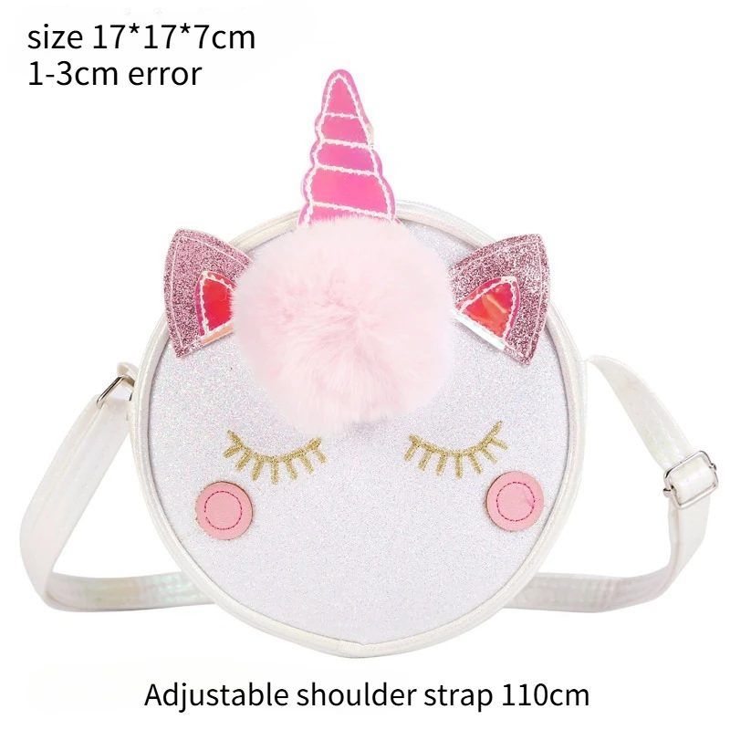 كارتون يونيكورن بنات جولة الترتر حقائب كروسبودي لطيف طفل أطفال حقيبة كتف محفظة نسائية للعملات المعدنية المحمولة حقائب الأطفال هدية للأطفال