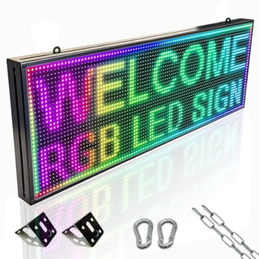 P10 Programmable Indoor/Outdoor LED Sign39x14 Inch WiFi Controlled Digital Sign Full Color High Brightness Scrolling Message El