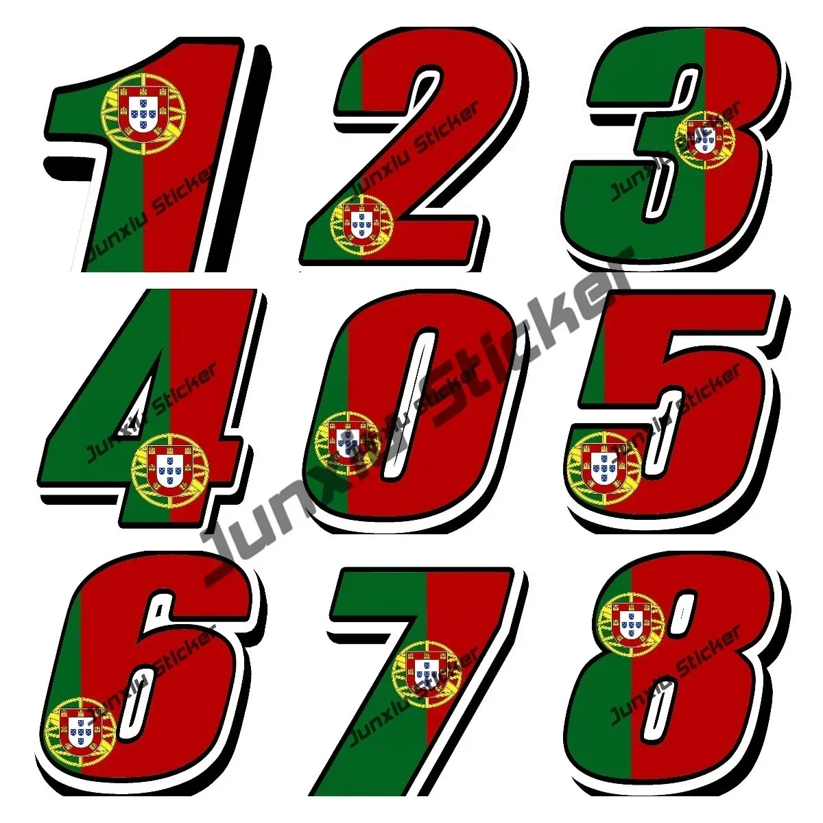 

Portuguese Flag Stickers Portugal Racing Number Car Decals Styling Decor Decals PVC Car Accessories Cover Scratches Decoration