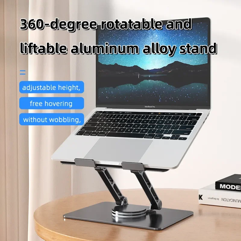 Customized 360 rotating foldable laptop stand aluminum alloy height adjustable laptop desktop holder for office use