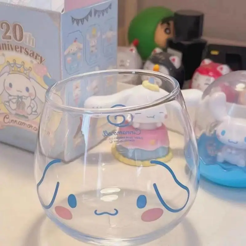 Sanrioed Anime Cartoon Cinnamoroll Hello Kittys Water Cup Ins Girl Heart Kawaii Heat-Resistant Milk Drink Glass Holiday Gifts