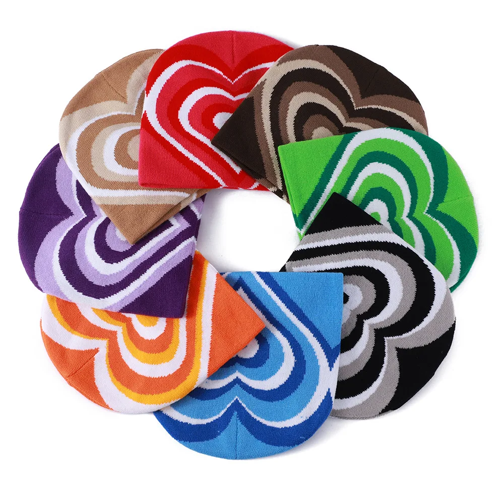 

Heart Pattern Knitted Beanie - Unisex Autumn Winter Hat for Men & Women, Hip Hop Dance Cap, Cold-Proof for Outdoor Wear