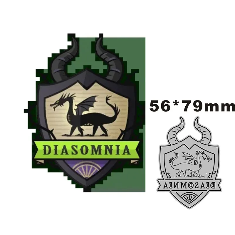 2022 New Diasomnia Word Shield Dinosaur Metal Cutting Dies for Scrapbooking Paper Craft and Card Making Embossing Decor No Stamp