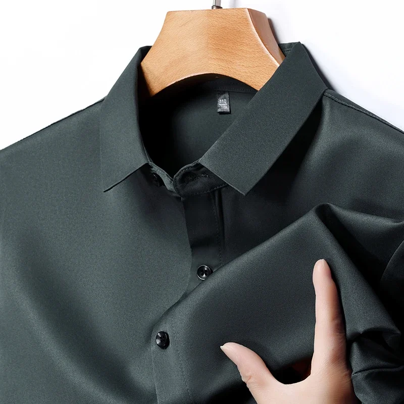 New Men\'s Business Casual Short Sleeved Solid Color Shirt Wrinkle Resistant Wrinkle Free Comfortable All Season Versatile Top