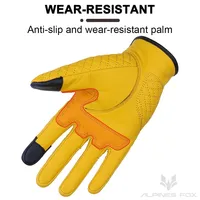 Premium Black Yellow Motorcycle Gloves Real Leather Full Finger Touchscreen Protective Gear for Men Women Retro Biker Design