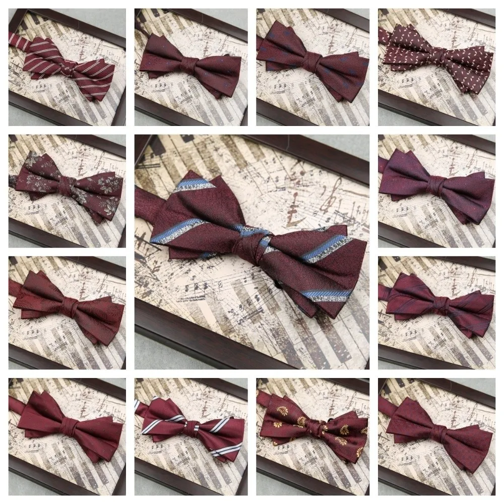 Fashion Adjustable Red Serise Bow Tie Bowknot Soft Men Necktie Polka Point Flower Bridegroom Groomsman Cravat Suit Accessories