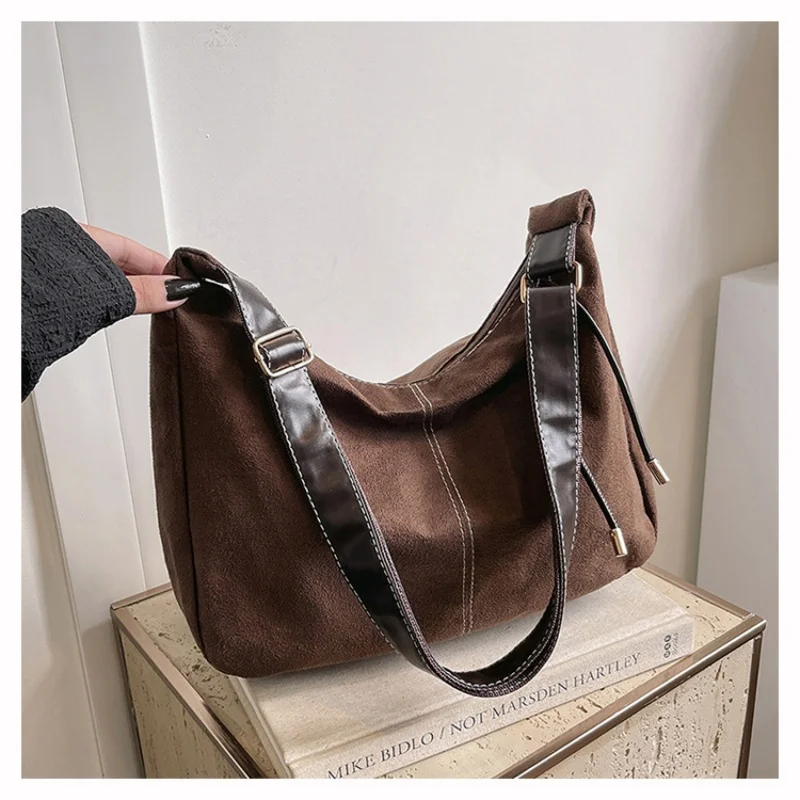 بو الجلود ركاب أزياء خمر عارضة حمل حقيبة أنيقة حقائب كروسبودي للنساء الملمس مزاجه سعة كبيرة #2