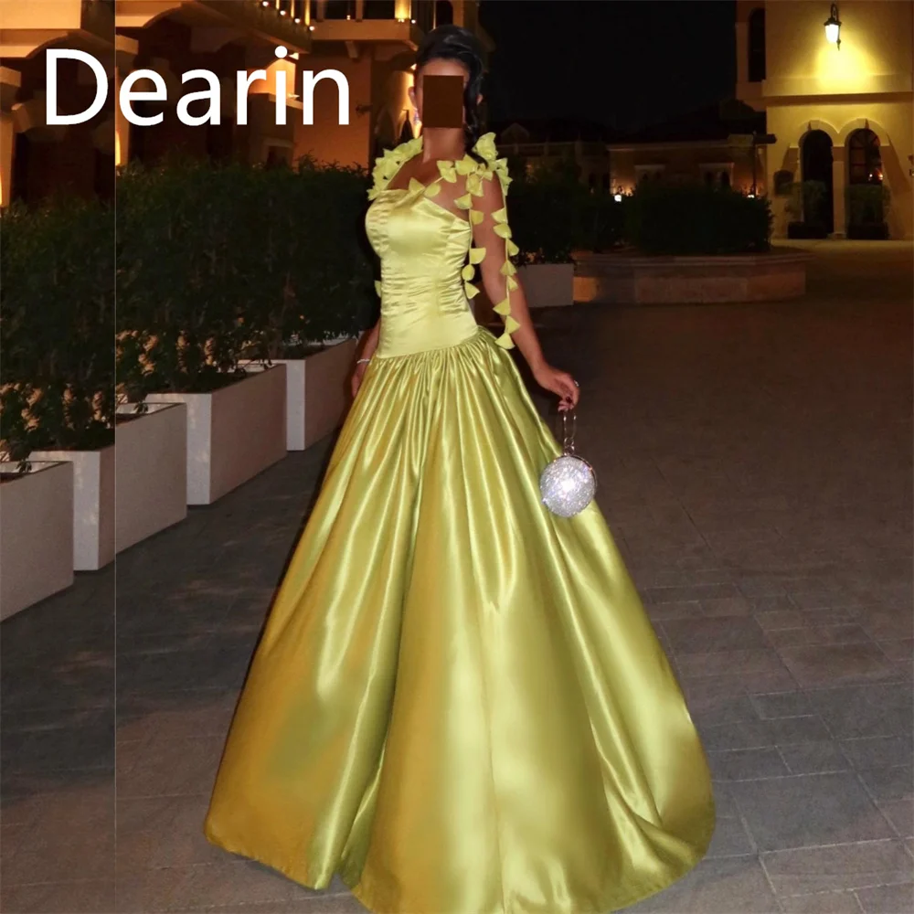 

Customized Saudi Arabia Dearin Shoulder Girdle A-line Floor Length Skirts Draped Bespoke Occasion Dresses Formal Gown Evening Pr