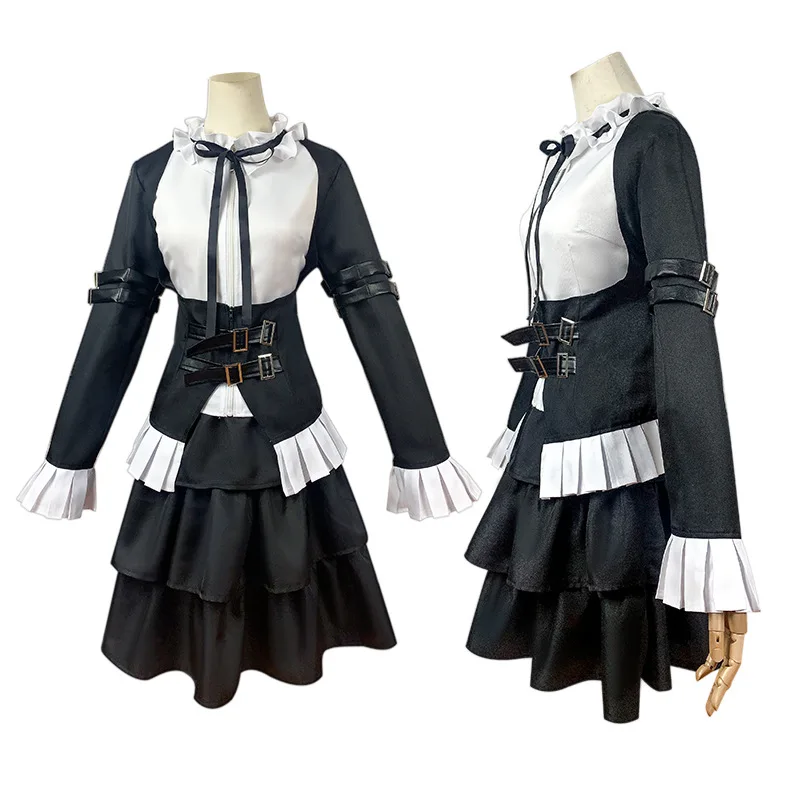 SingXeng Anime Erza Scarlet Cosplay Costume Wig Maid Uniform Black Lolita Dress Hallowen Suit Customize