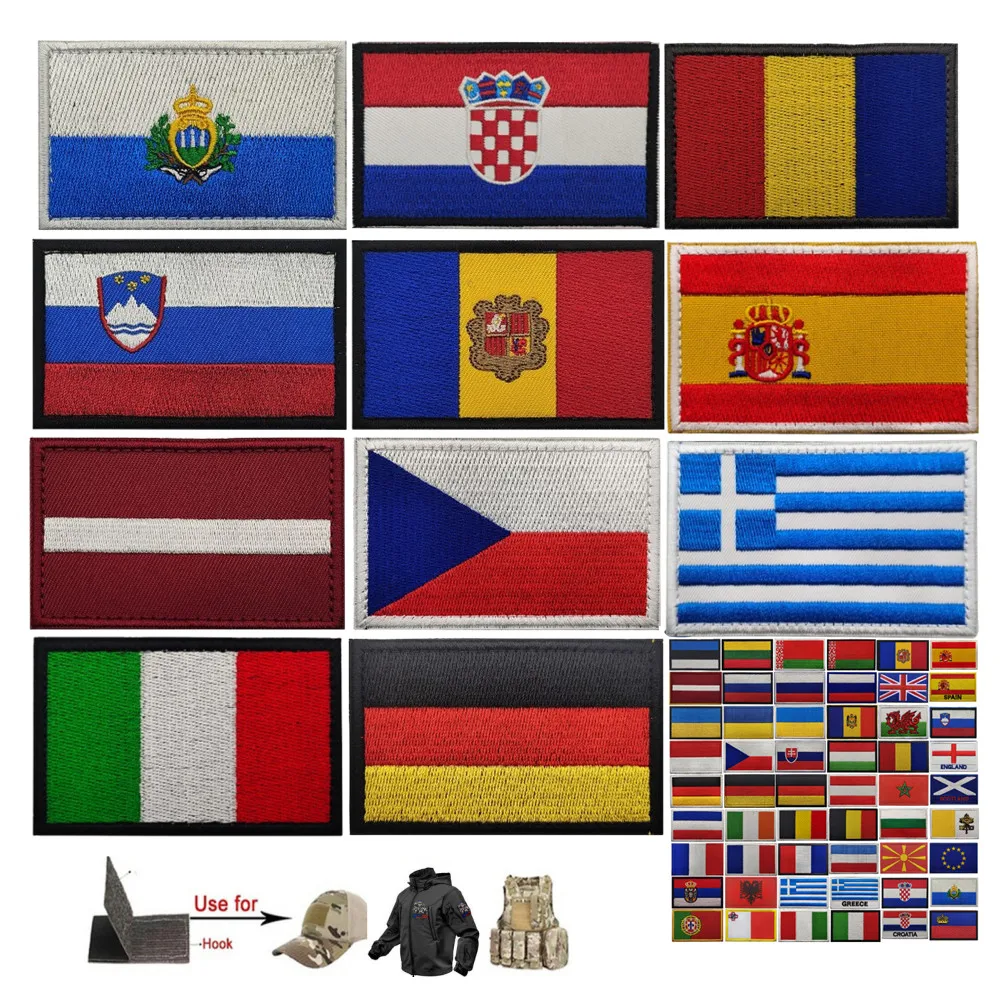 European flag badge NATO Greece Scotland Slovenia Andorra San Marino Hungary Lithuania magic patch armband flag embroidery patch