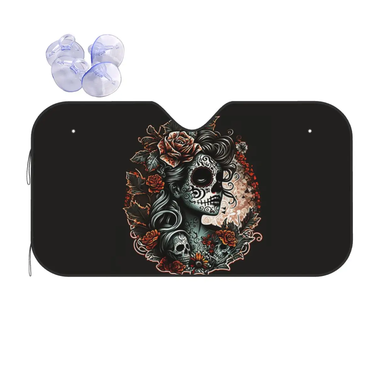 

Alexander Gothic Las Elegantes Girls Day Of Dead Skull Sunshade Windscreen Car Front Windshield Window Sun Visor Covers