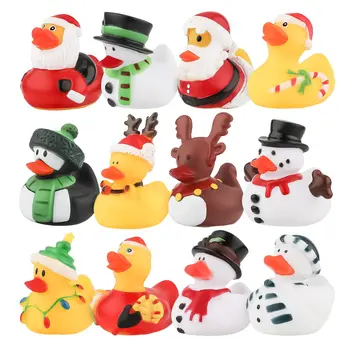 Jijie Weihnachts-Gummienten, Bad-Gummi-Enten-Spielzeug, niedliche Feiertags-Gummi-Enten, Partyzubehör, Geschenke