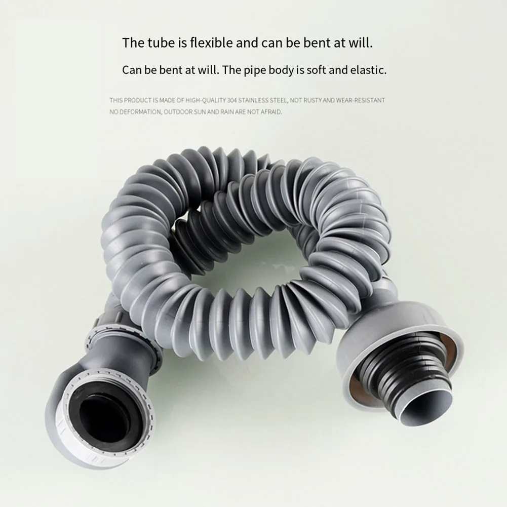 Flexible Plastic Bathtub Drain Fittings 80cm Gray for proof Core Seals Drain Opening for Tub and Enclosure Systems