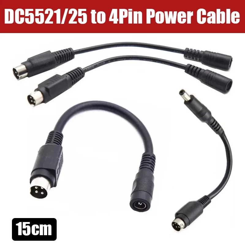 DC5521/25 to 4Pin Male/female Adapter Cable 15cm Wire DC Male and female to Round Hole 4 pin Power Conversion Cable 10A 0.75 sq