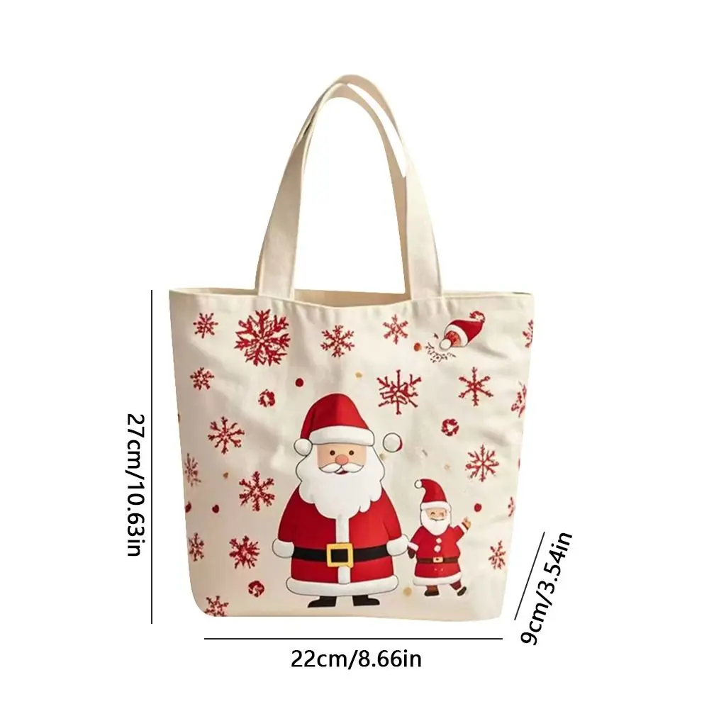 New Christmas Canvas Bag Large Capacity Cartoon Pattern Shoulder Bag Casual Handbag image 6