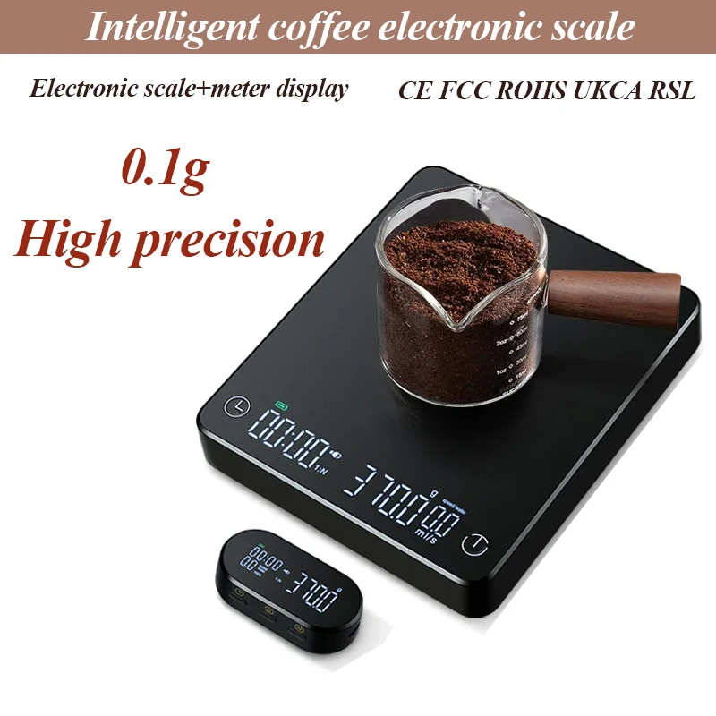 LED Wireless Display Coffee Scale Kitchen Scales 3kg/0.1g 5kg/0.1g Espresso USB Charging Coffee Scale Gram Weight Timing Scale