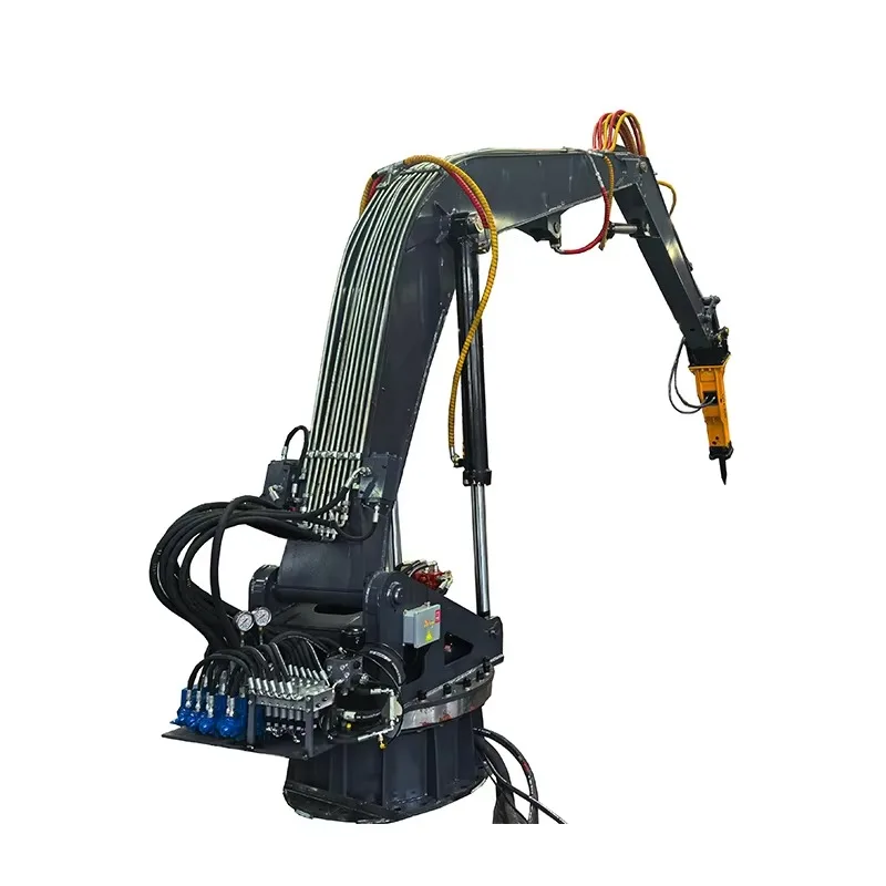Customized 360 Degree Rotary Fixed Folding Boom Stationary Base Rockbreaker Mining Quarry Hammer For Jaw Crusher
