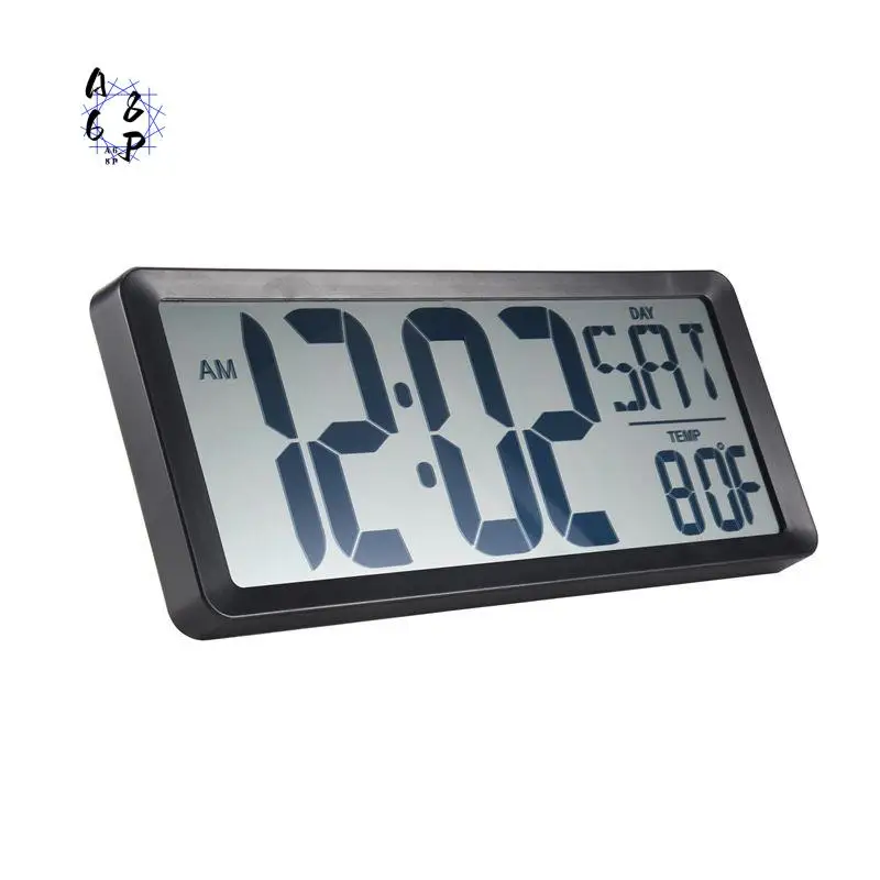 

A68P-Square Wall Clock Series, 13.8Inch Large Digital Jumbo Alarm Clock, LCD Display, Multi-Functional Upscale Office Decor Desk