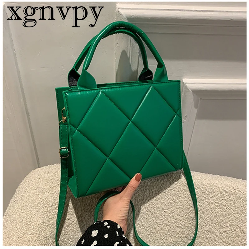 xgnvpy Fashion PU Leather Shoulder Bag Women's Crossbody Handbag Flap Purse Simple Designer Clutch Shopping Pouch