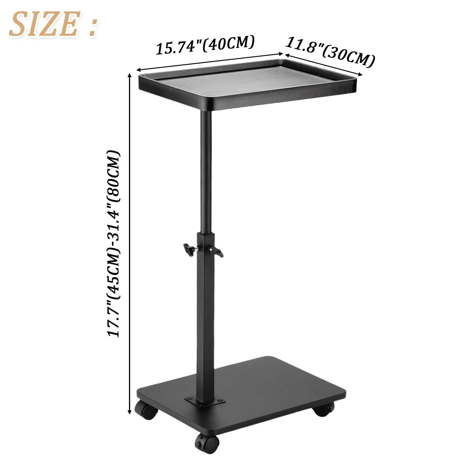 

Roller Movable Wood Table 360° Swivel Height Adjustable Table Sofa Tray Table Home Office Laptop Living Room Table