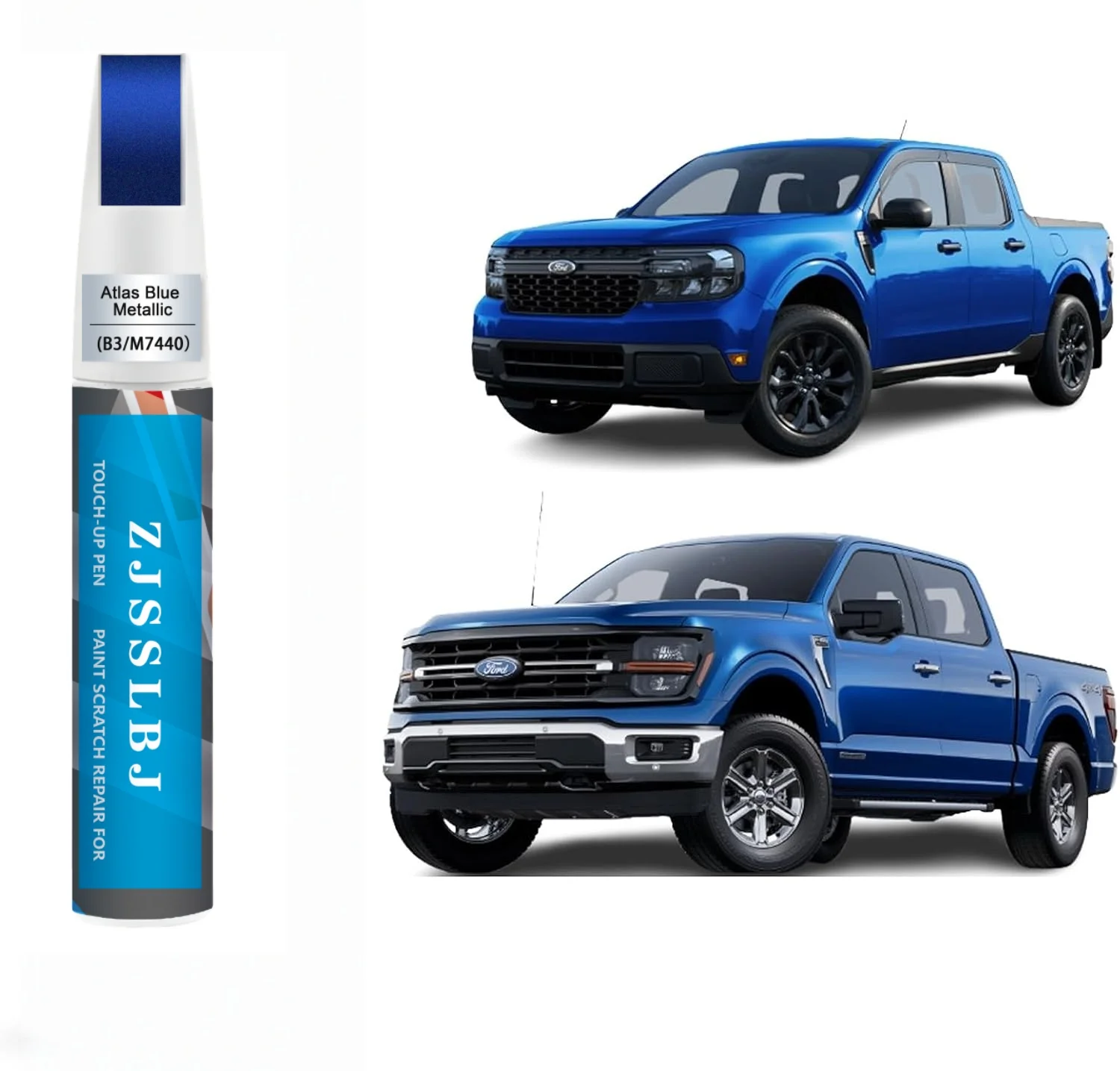 Car Touch Up Paint(Atlas Blue Metallic(B3/M7440)) for Ford, Car Paint Scratch Repair Kit, Quick & Easy Solution to Repair, 2 in