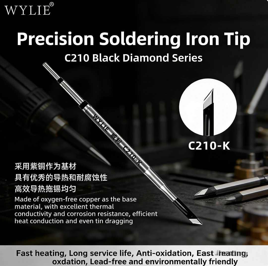 WYLIE C210 Diamond Series Soldering Iron Tips C210-I/IS/K for OSS JBC Sugon Soldering Station Handle Heating Core Parts