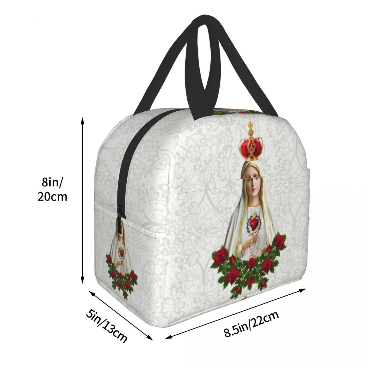 Our Lady Of Fatima Virgin Mary Lunch Bag Men Women Cooler Thermal Insulated Portugal Rosary Catholic Lunch Box for Adult Office